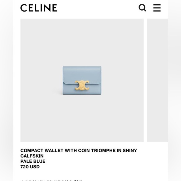 COMPACT WALLET WITH COIN TRIOMPHE IN SHINY CALFSKIN
PALE BLUE. - Picture 1 of 11